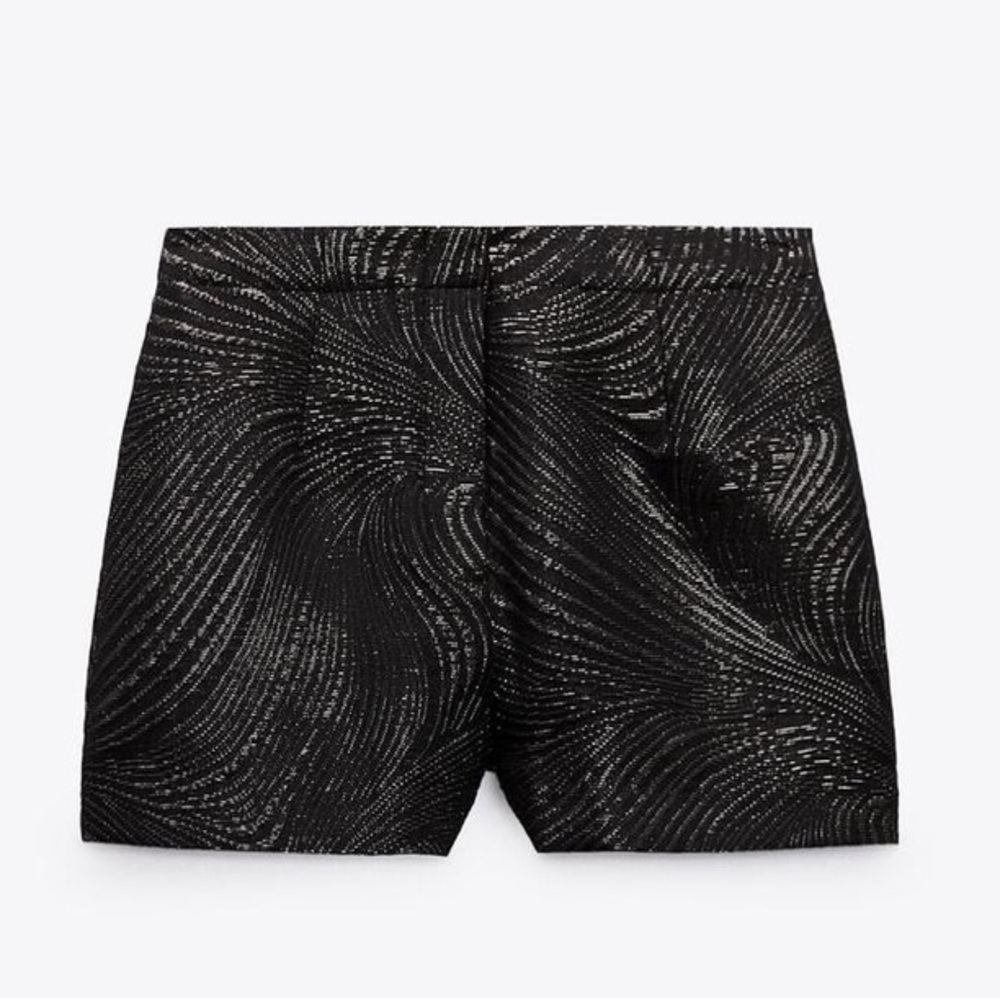 ZARA GOLD JACQUARD FLARED SHORTS